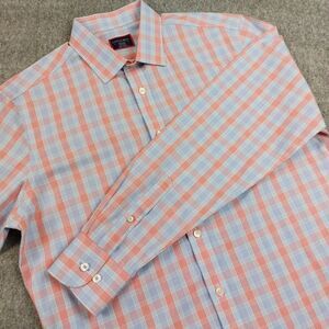 UNTUCKit Morey WF Shirt Mens Medium Blue/Red Check Pattern Spring Easter